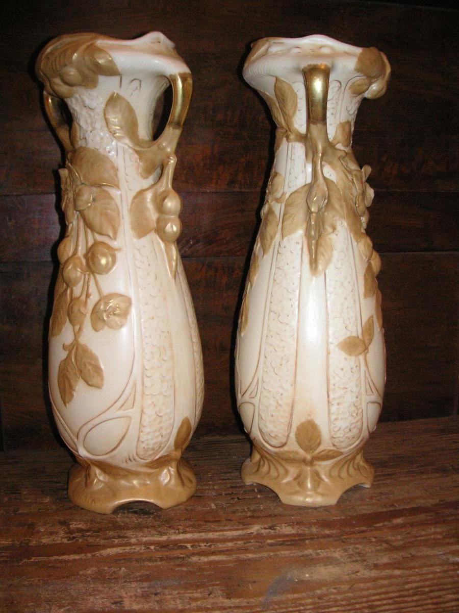 Royal Dux "austria" / Pair Vases Art Nouveau Period-photo-2