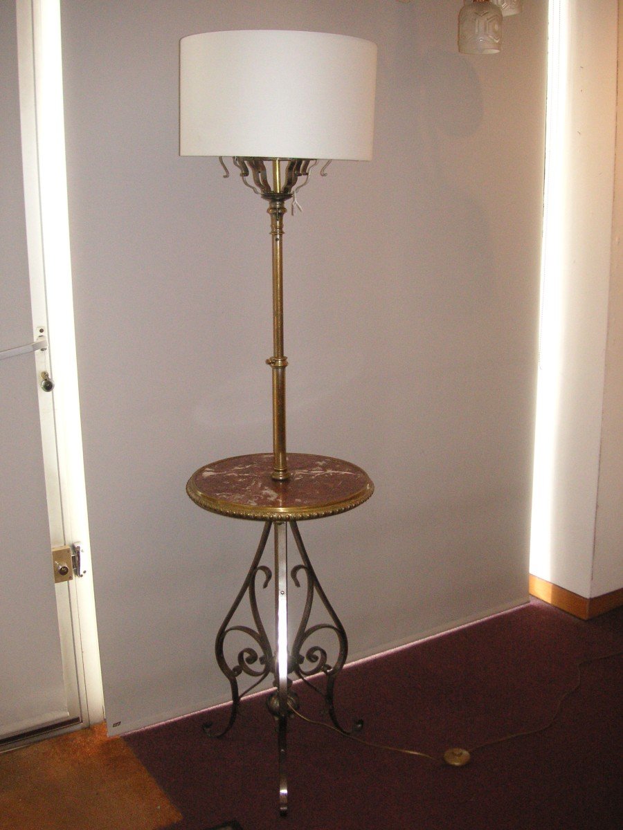 19th Century Floor Lamp / Wrought Iron-brass