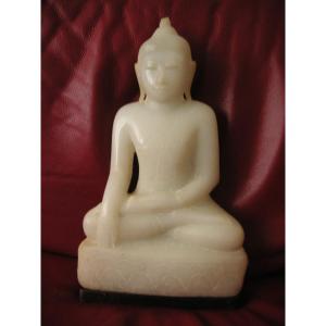 Alabaster Buddha / Wooden Base
