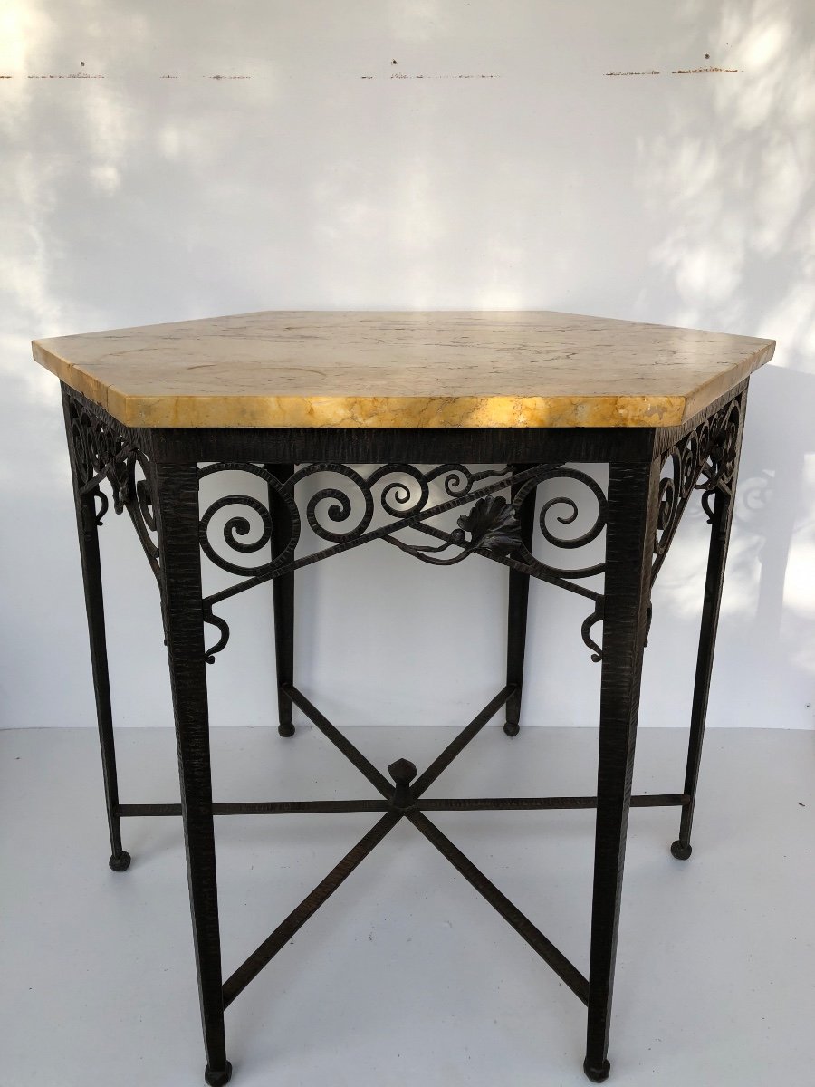 Art Deco Wrought Iron Pedestal Table Attributed To Fag