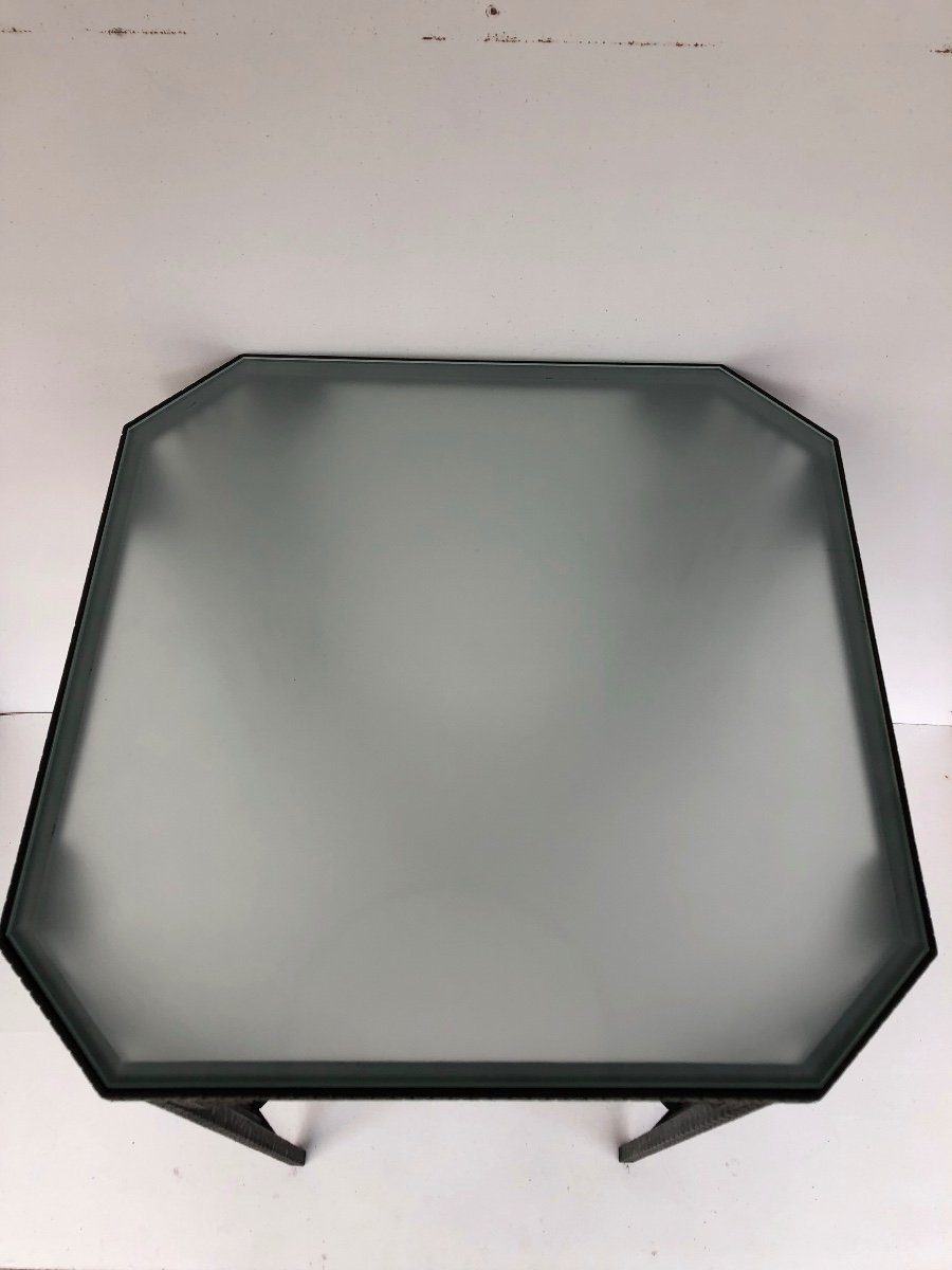 Art Deco Pedestal Table Sanded Glass Top-photo-5