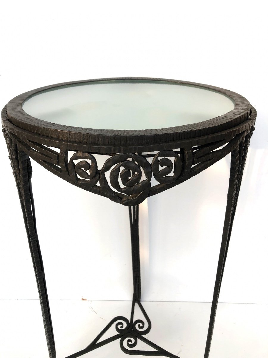 Art Deco Wrought Iron Bolster Pedestal-photo-3