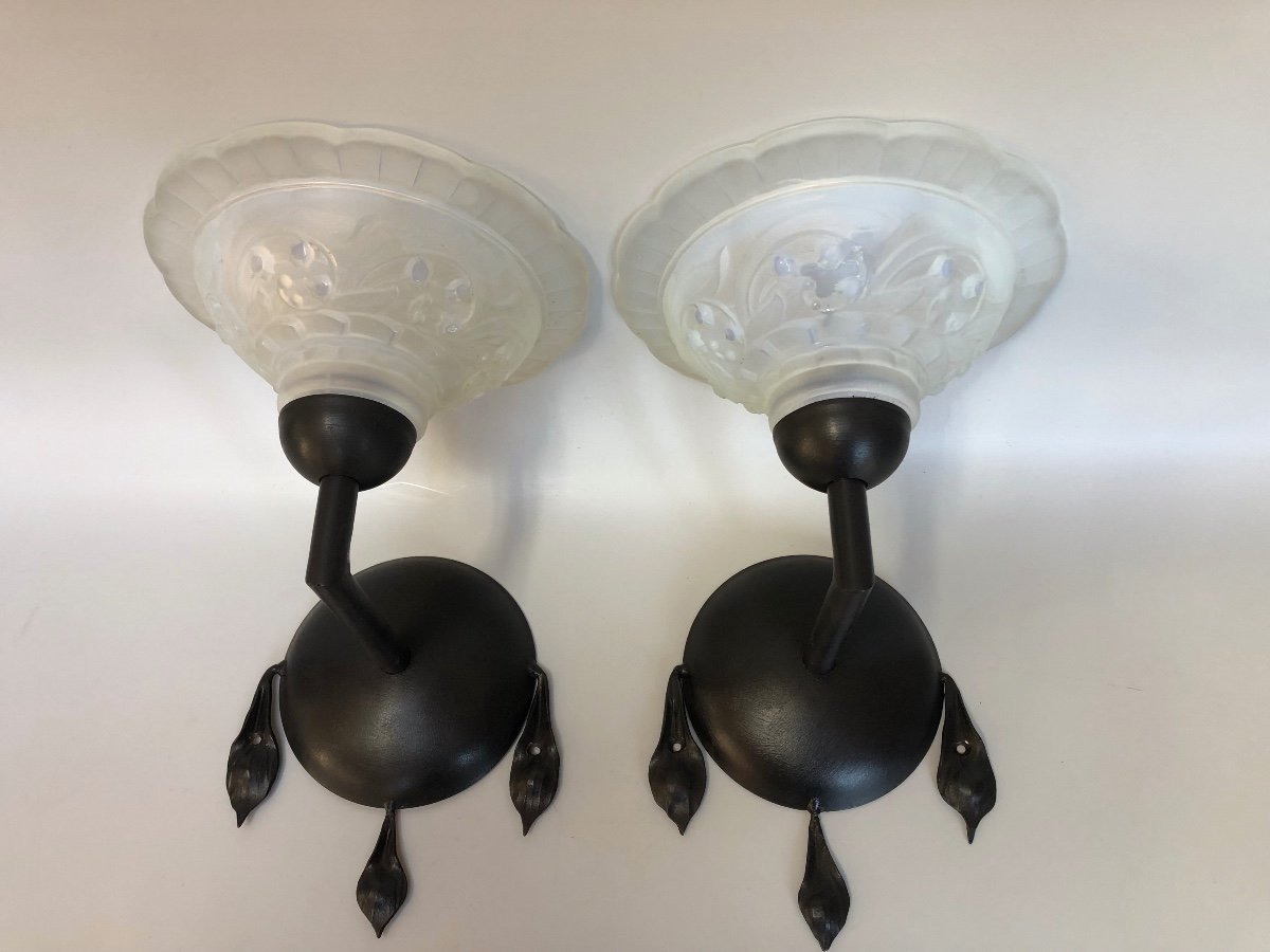 Pair Of Art Deco Sconces Attributed To Maynadier-photo-7
