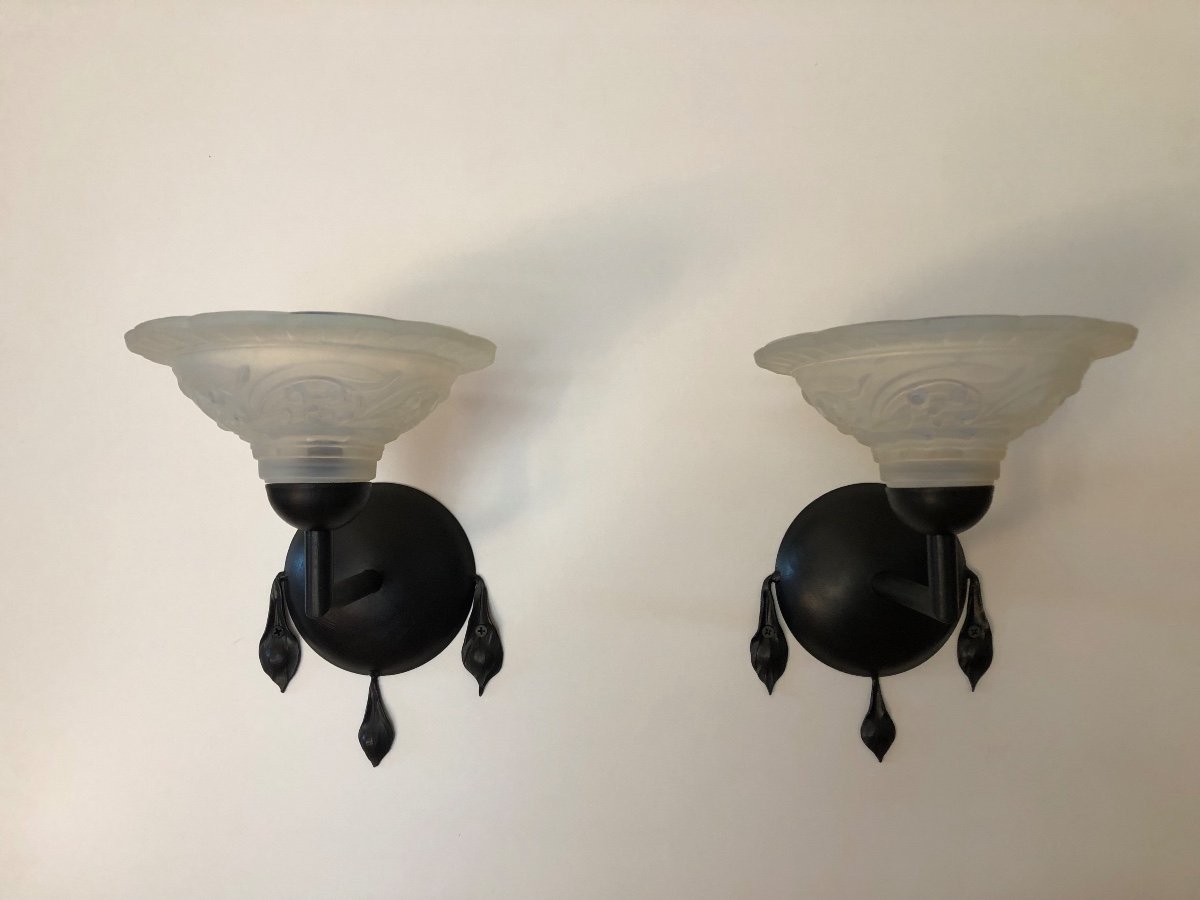 Pair Of Art Deco Sconces Attributed To Maynadier