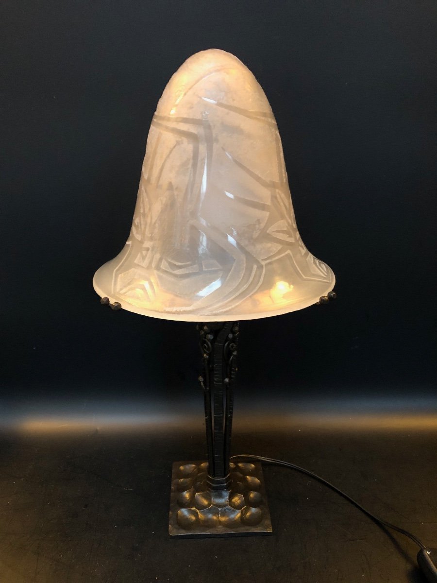 Paul Kiss And Jean Noverdy Art Deco Lamp-photo-2