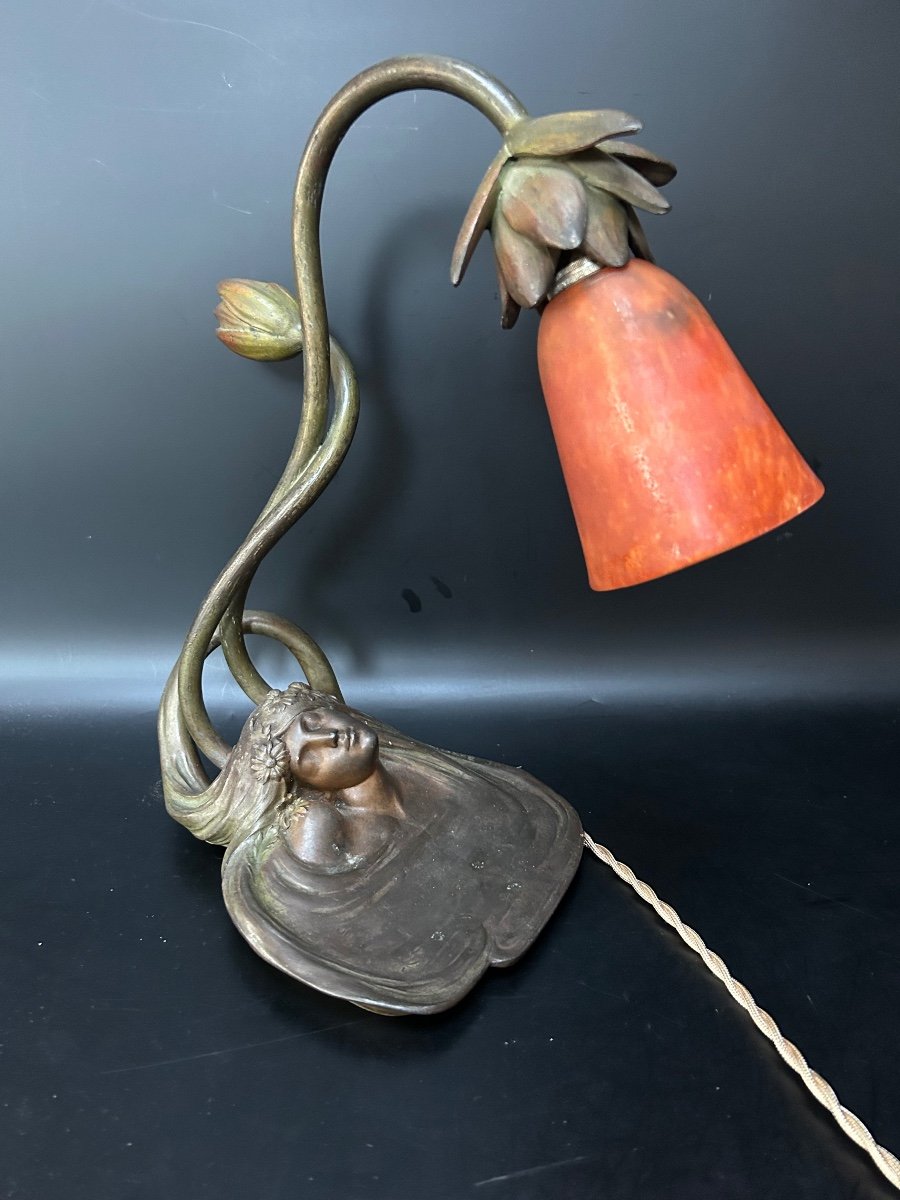 L.bessin And Daum Nancy Art Nouveau Symbolist Lamp