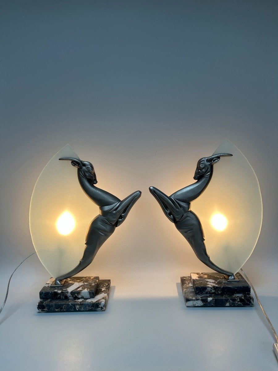 Pair Of Art Deco Lamps By Boretti In Lyon -photo-3