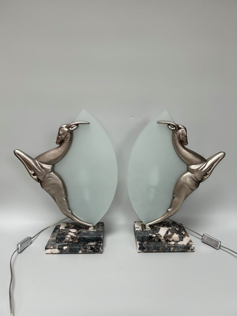 Pair Of Art Deco Lamps By Boretti In Lyon -photo-3