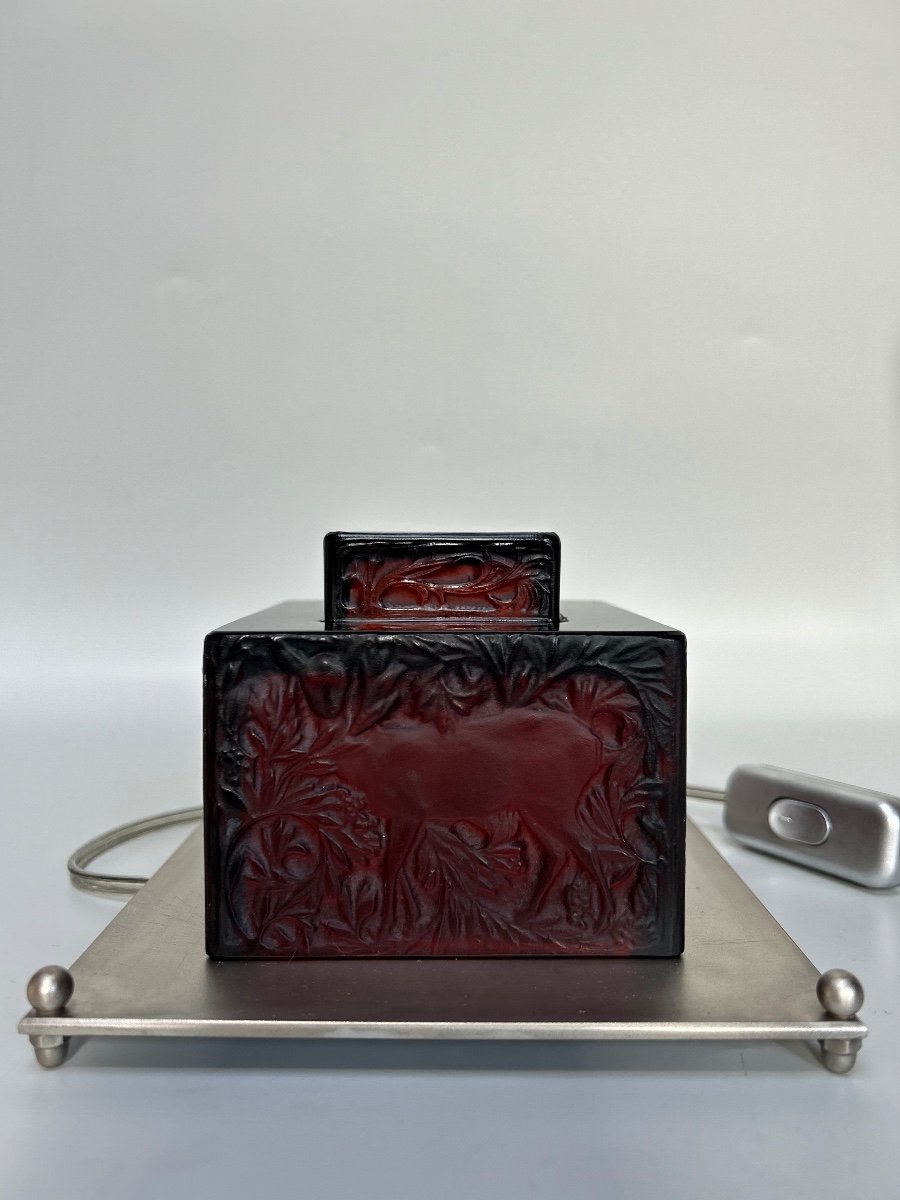 René Lalique Inkwell Model Aux Biches Red Created In 1913-photo-2