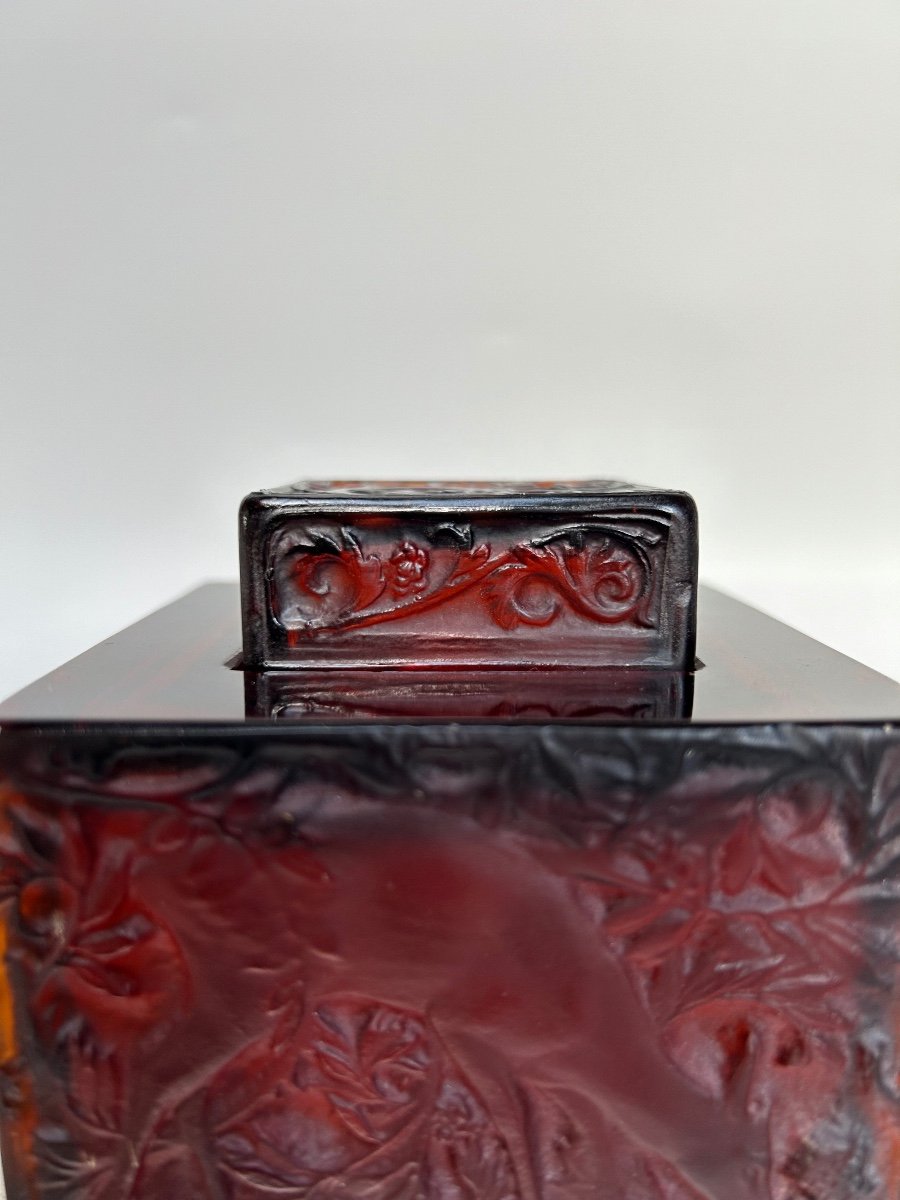 René Lalique Inkwell Model Aux Biches Red Created In 1913-photo-5