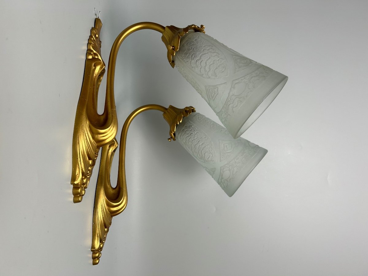 Daum Nancy Pair Of Art Nouveau Wall Lights 