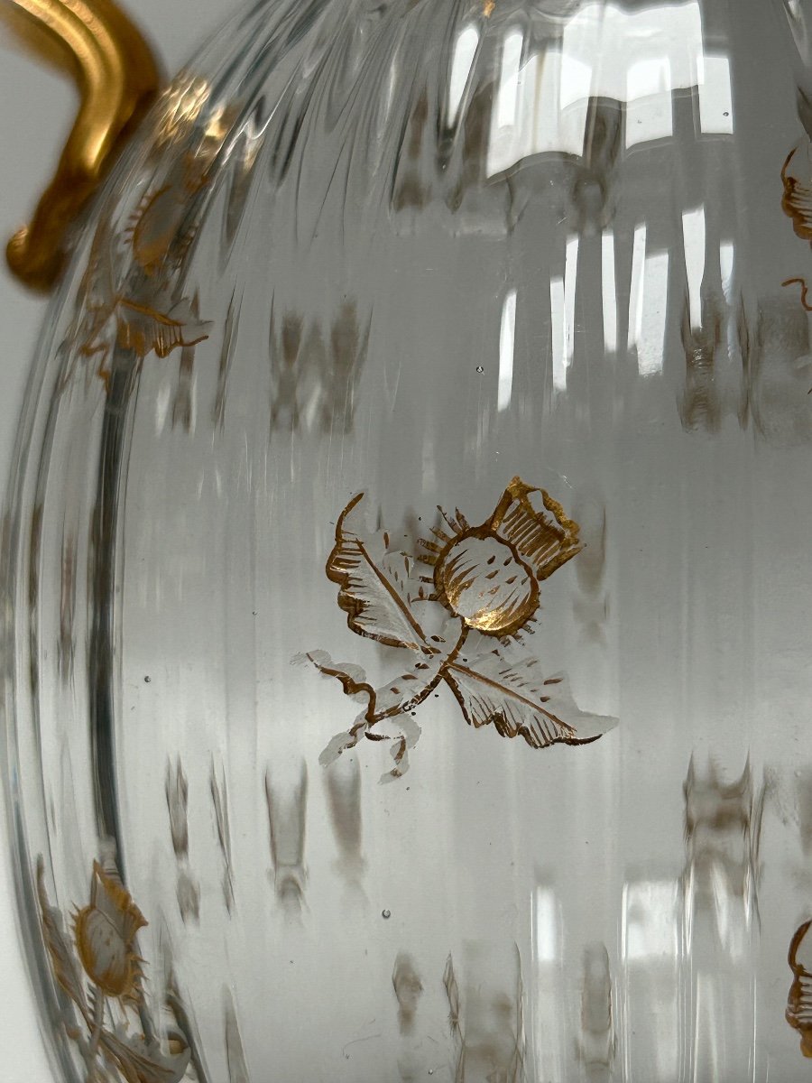 Daum Nancy Pitcher Decorated With Thistles (crack)-photo-3