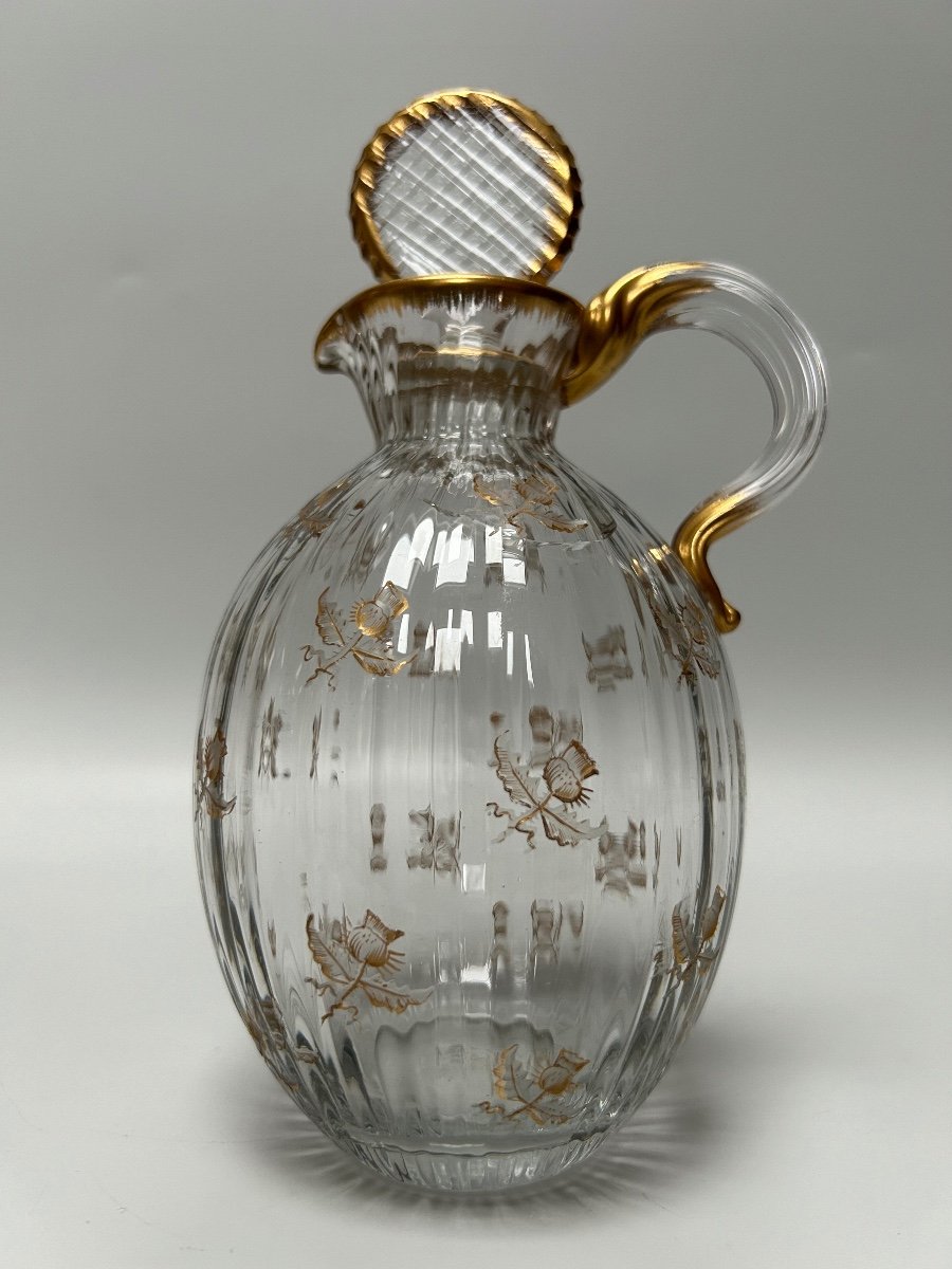 Daum Nancy Pitcher Decorated With Thistles (crack)-photo-3