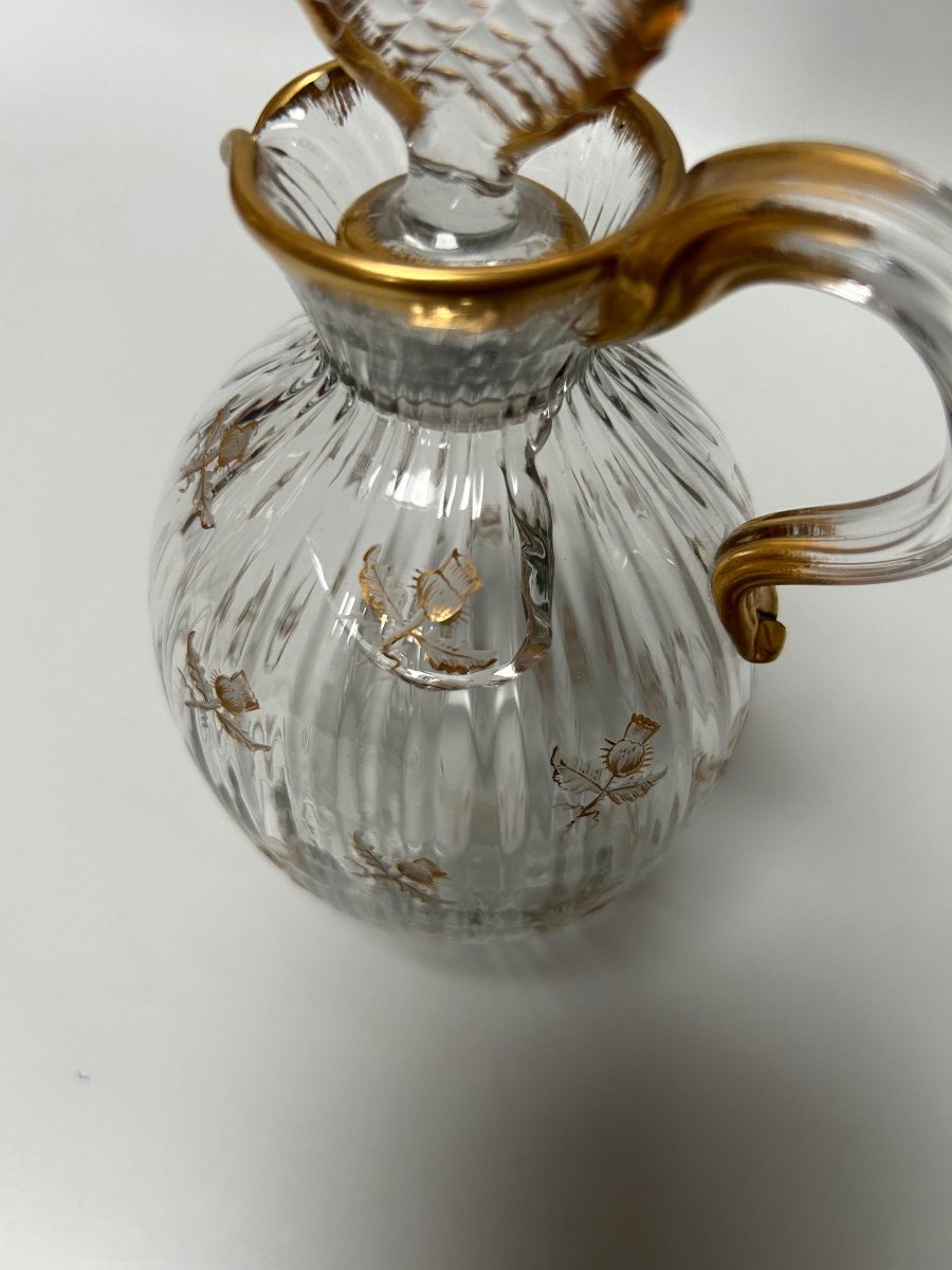 Daum Nancy Pitcher Decorated With Thistles (crack)-photo-4