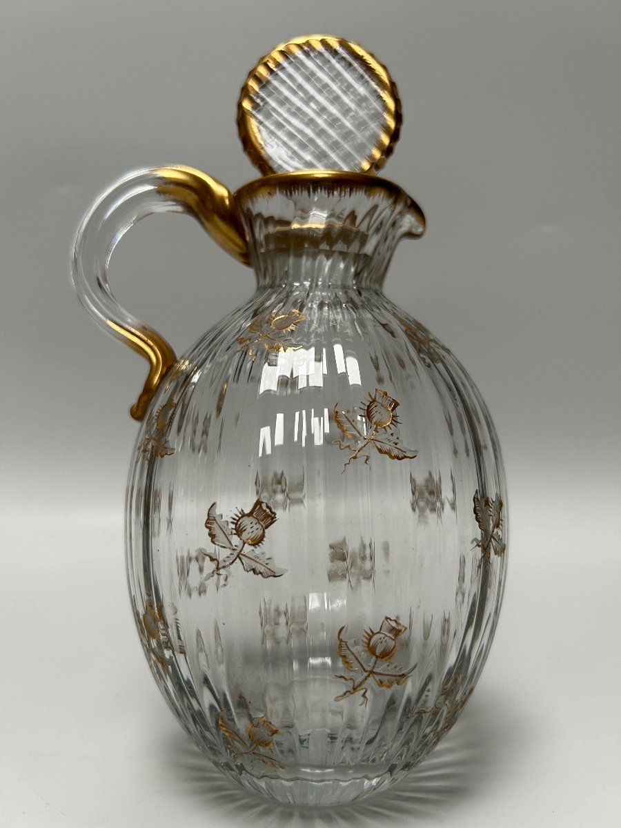 Daum Nancy Pitcher Decorated With Thistles (crack)