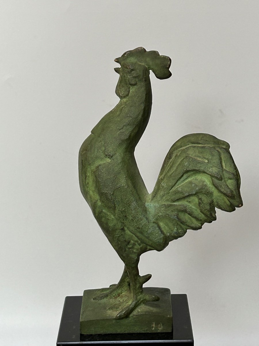 Art Deco Bronze Rooster Sculpture -photo-2