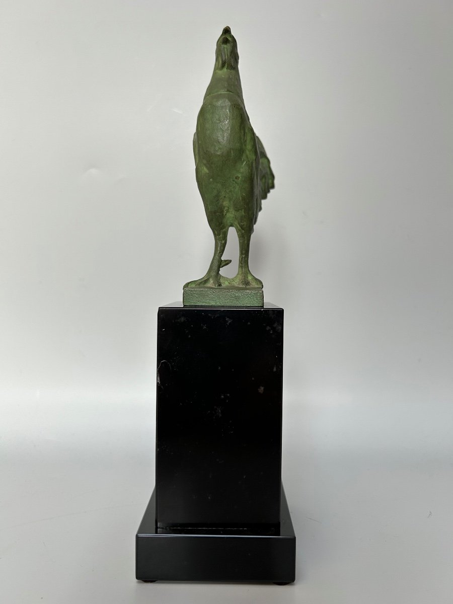 Art Deco Bronze Rooster Sculpture -photo-4