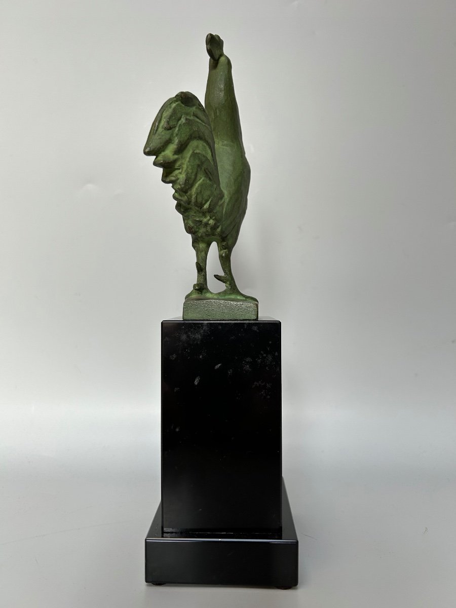 Art Deco Bronze Rooster Sculpture -photo-2