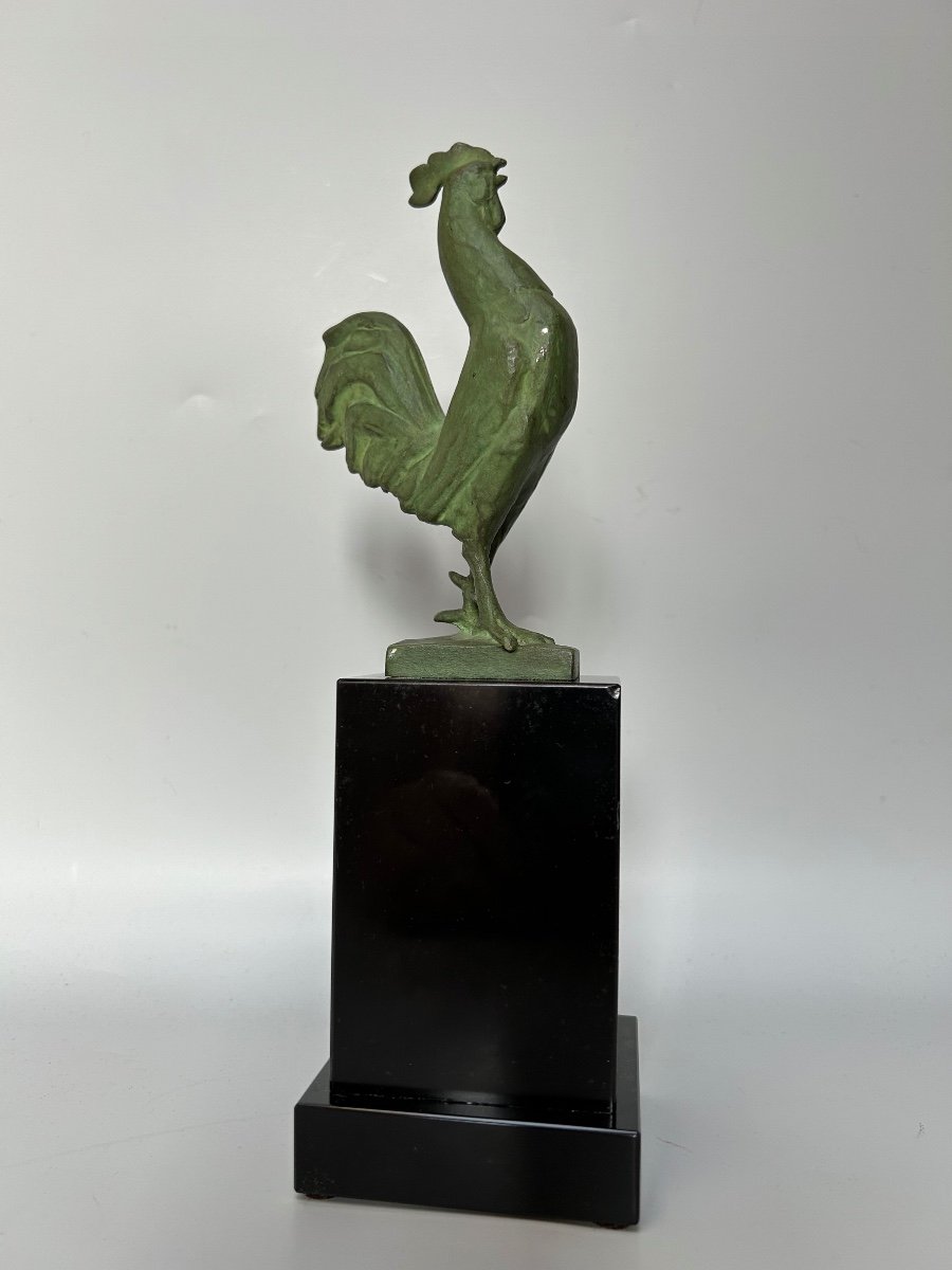 Art Deco Bronze Rooster Sculpture -photo-3