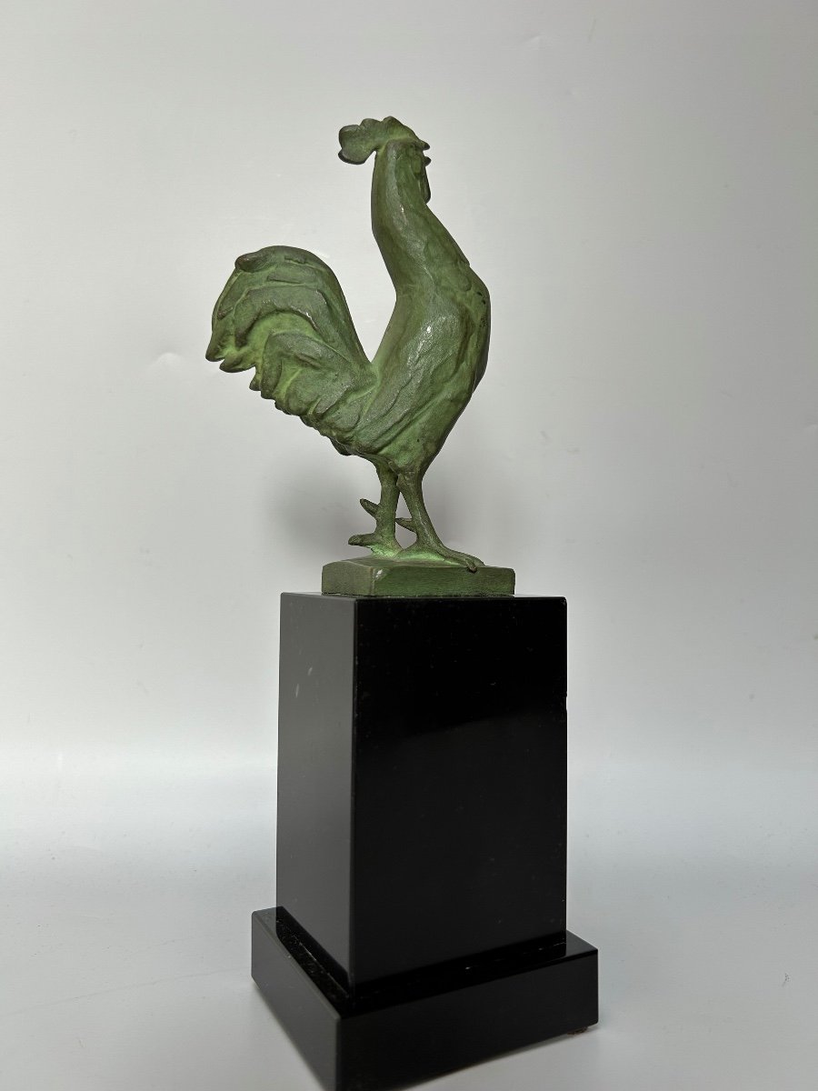 Art Deco Bronze Rooster Sculpture -photo-4