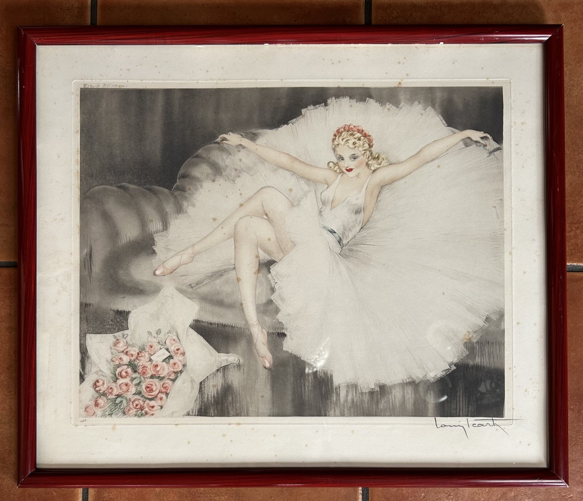 Louis Icart Gravure Art Déco Modèle Ballerine Au Repos -photo-1