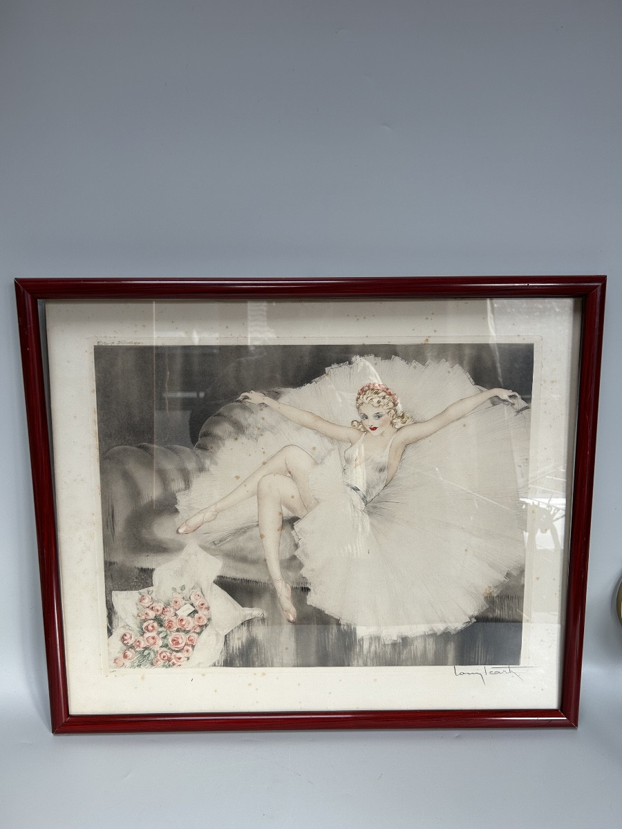 Louis Icart Gravure Art Déco Modèle Ballerine Au Repos -photo-3