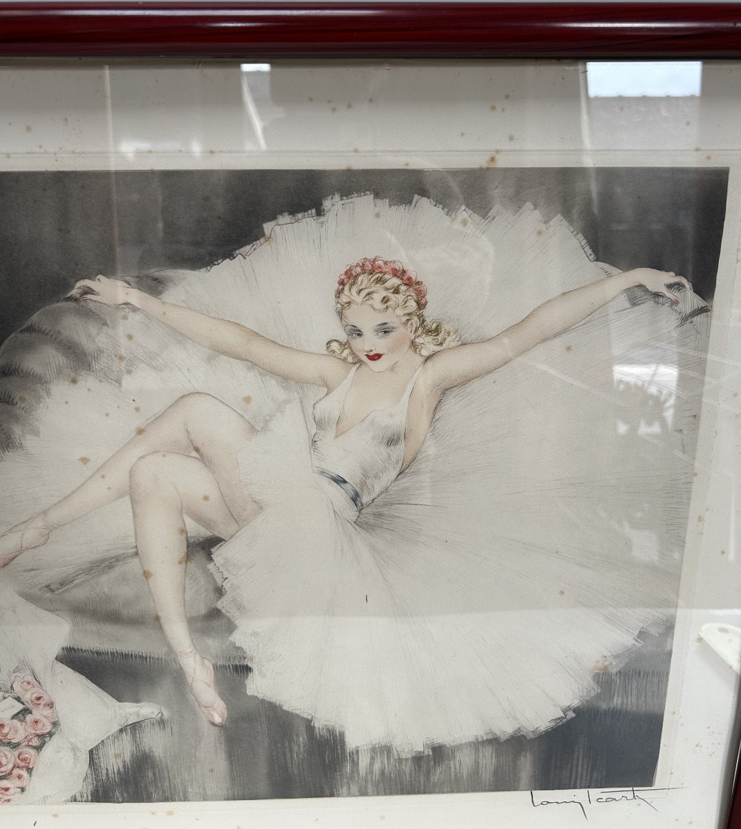 Louis Icart Gravure Art Déco Modèle Ballerine Au Repos -photo-8