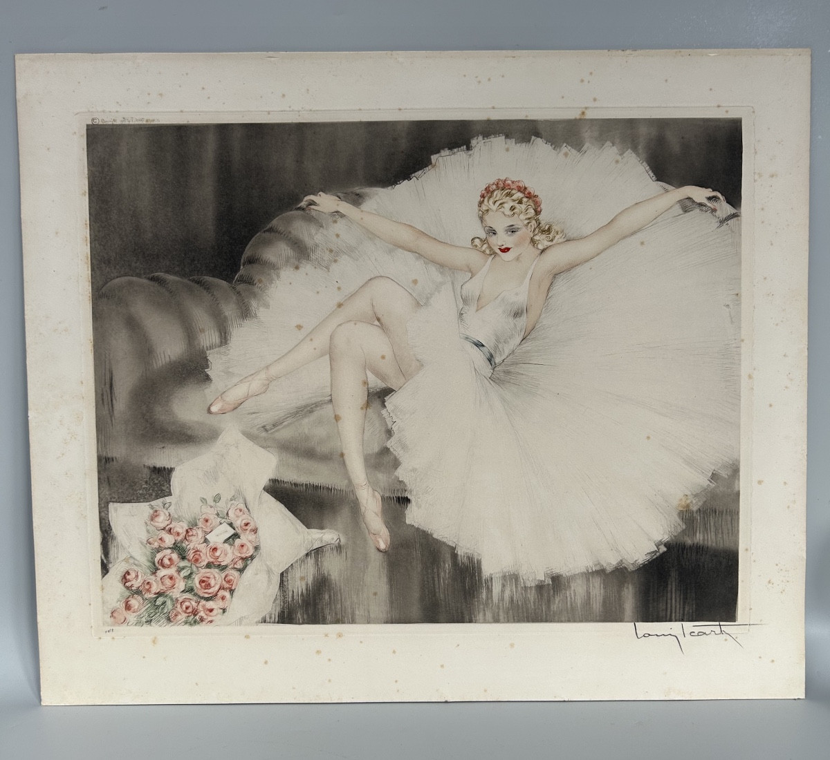 Louis Icart Art Deco Engraving Model Ballerina Resting 