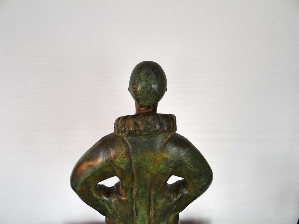 Bronze Pierrot Signed Roland Paris-photo-8