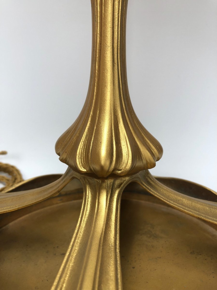 Majorelle Exceptional And Rare Art Nouveau Bronze And Alabaster Lamp-photo-4