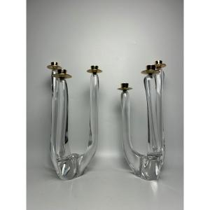 Pair Of Candlesticks Circa 1970 Signed Schneider 