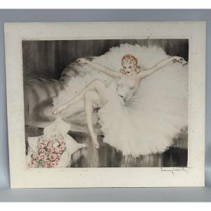 Louis Icart Gravure Art Déco Modèle Ballerine Au Repos 