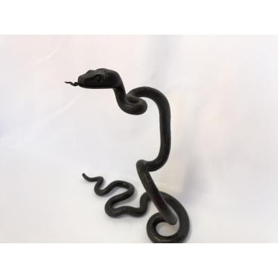 Edgar Brandt Element Décoratif En Fer Forgé Serpent Art Déco