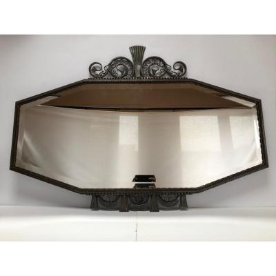 Edgar Brandt Rare Art Deco Wrought Iron Mirror 1932