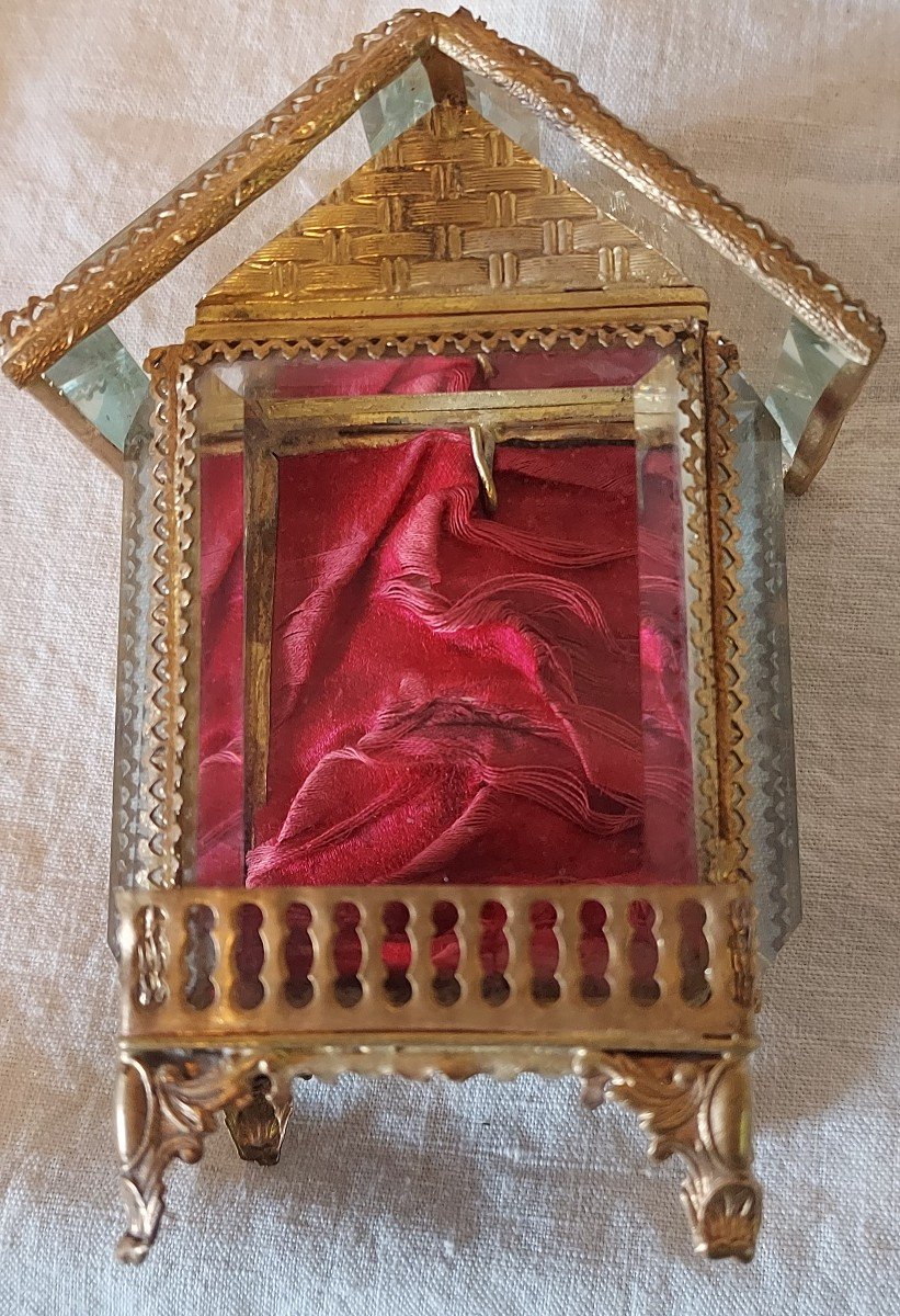 Porte Montre "maison" En Verre à Chanfrein Et Pomponne Napoléon III -photo-1