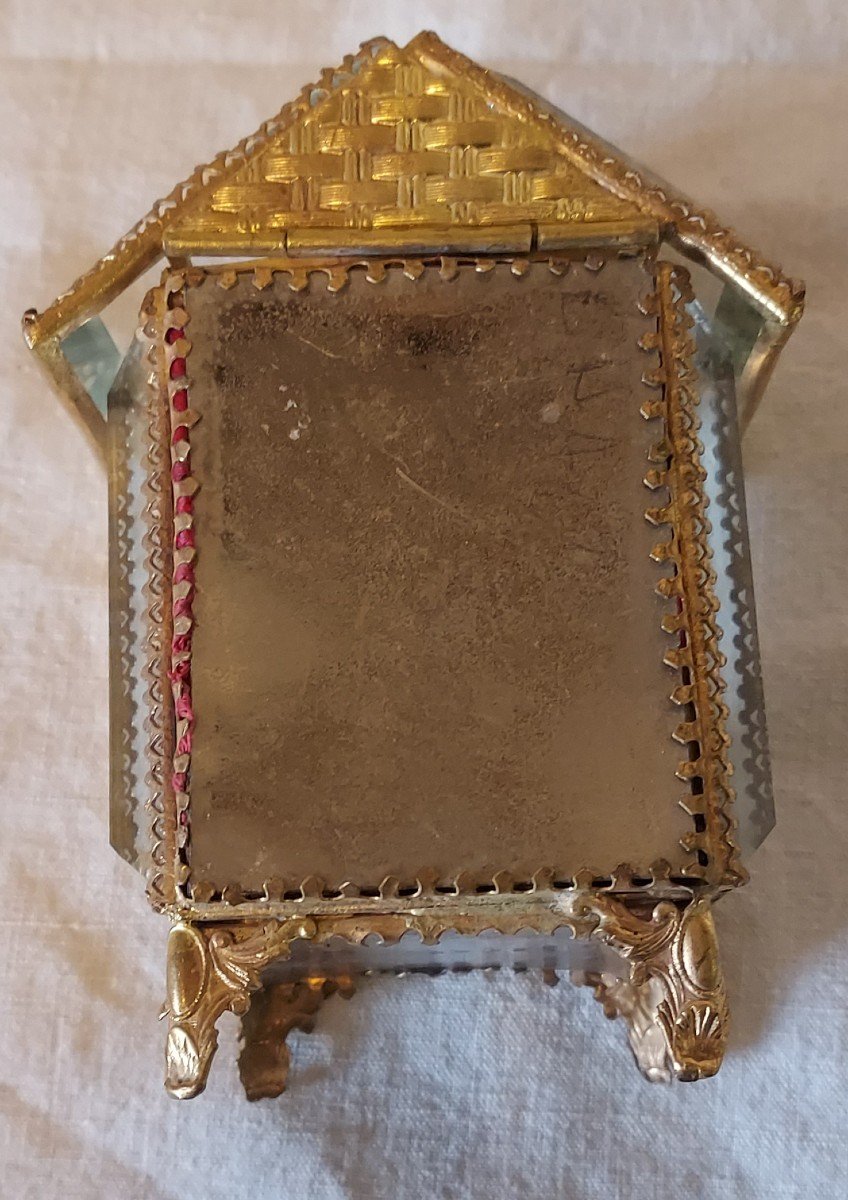 Porte Montre "maison" En Verre à Chanfrein Et Pomponne Napoléon III -photo-3