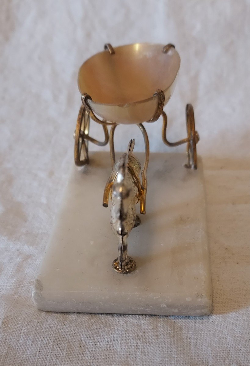Goat With Chariot In Golden And Silver Pomponne, Mother-of-pearl Cup Baguier Napoleon III -photo-2