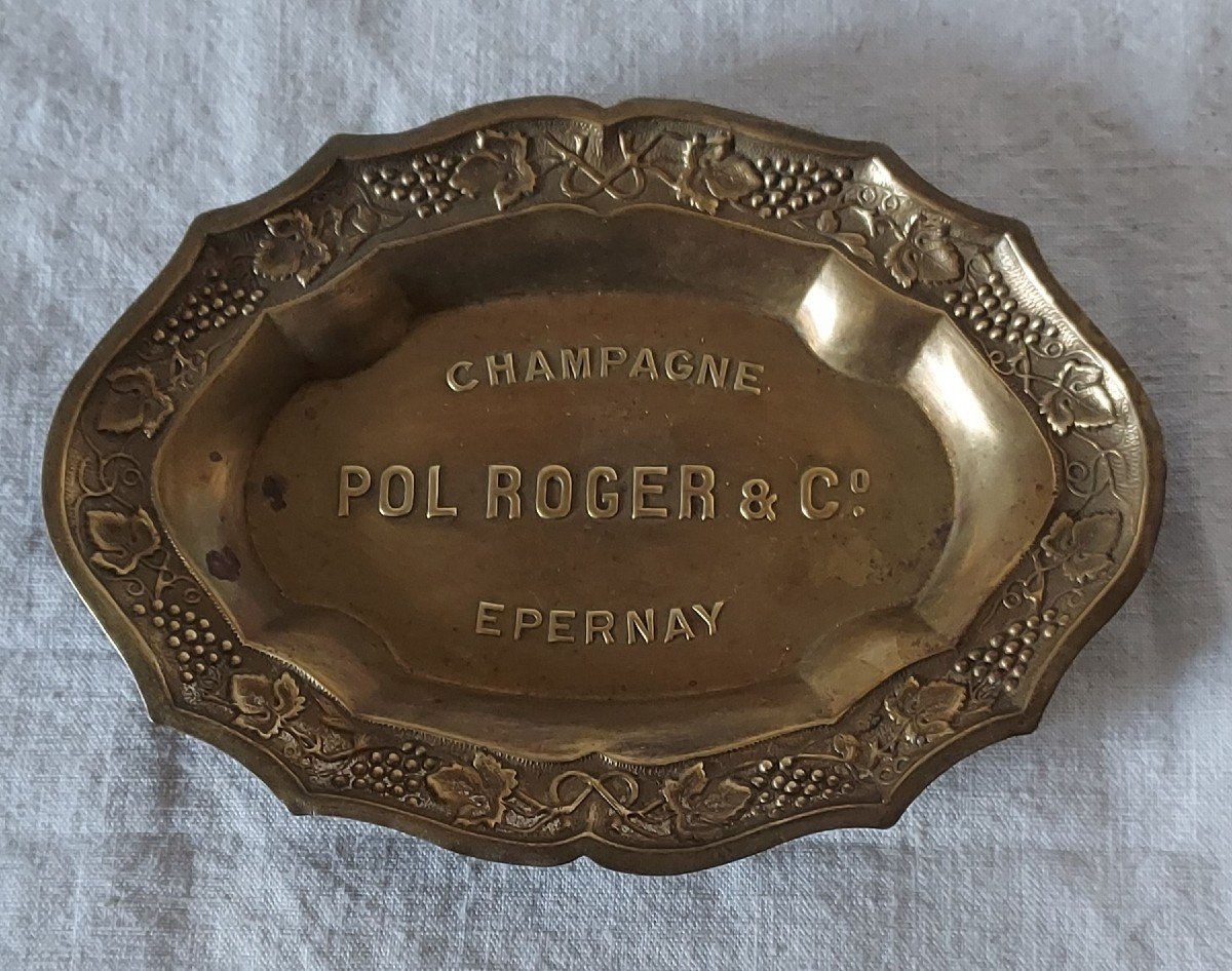 2 Empty Pocket Ashtrays "champagne" Silver Metal And Brass From Moët Et Chandon And Pol Roger C°-photo-3
