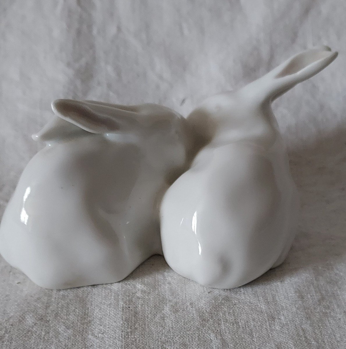 Couple De Lapins Porcelaine Royal Copenhagen Danemark XXème -photo-3