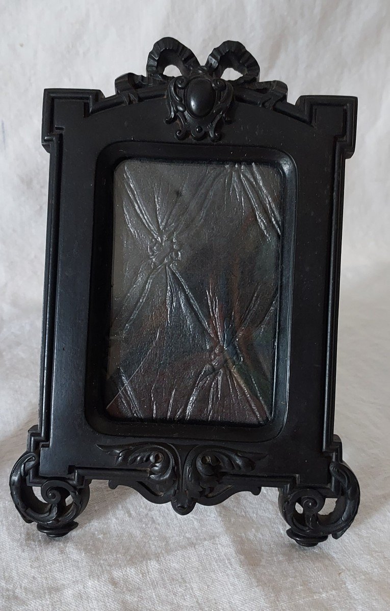 Pair Of Black Photo Frames In Hardened Wood With Original Convex Glasses, Napoleon III Period -photo-4