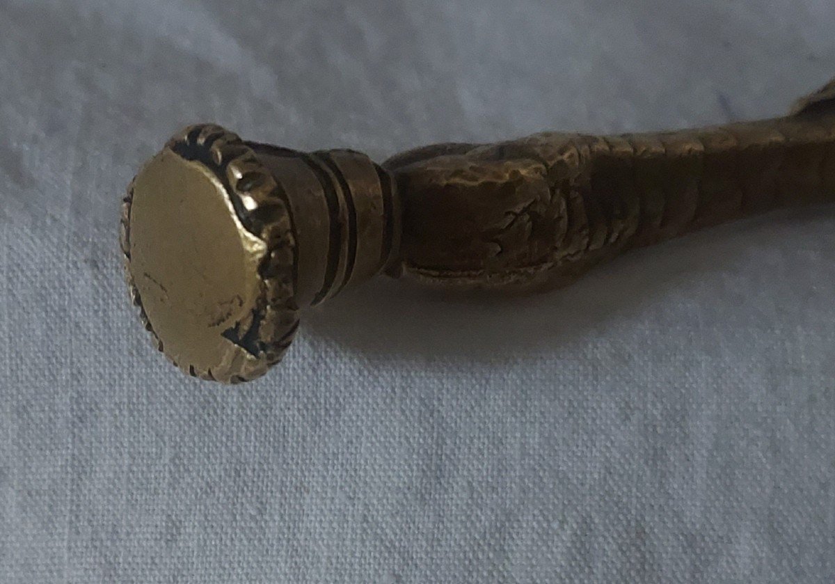 Paper Cutter Letter Opener In Stylized Gilt Bronze Forming A Feather And A Bird's Leg -photo-2