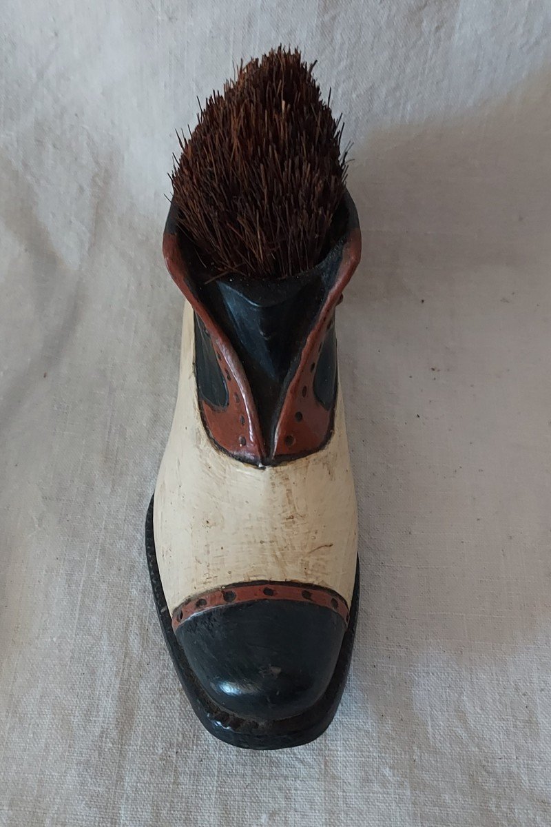 Men's "gatsby" Shoe Forming A Painted Metal Feather Wiper Circa 1920-1930 -photo-1