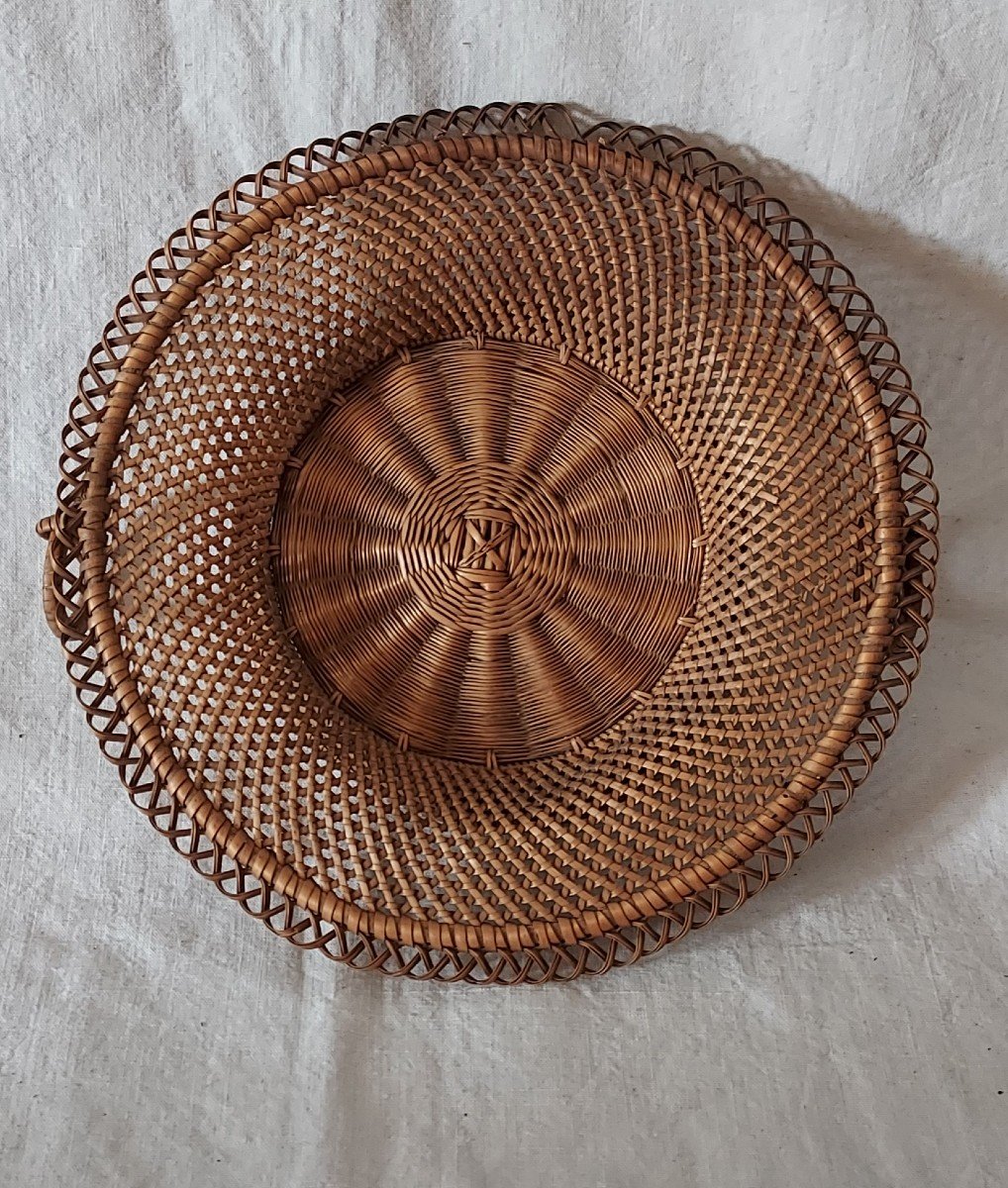 Basket Cup In Wicker Basketwork On Piedouce From The 19th Century -photo-2