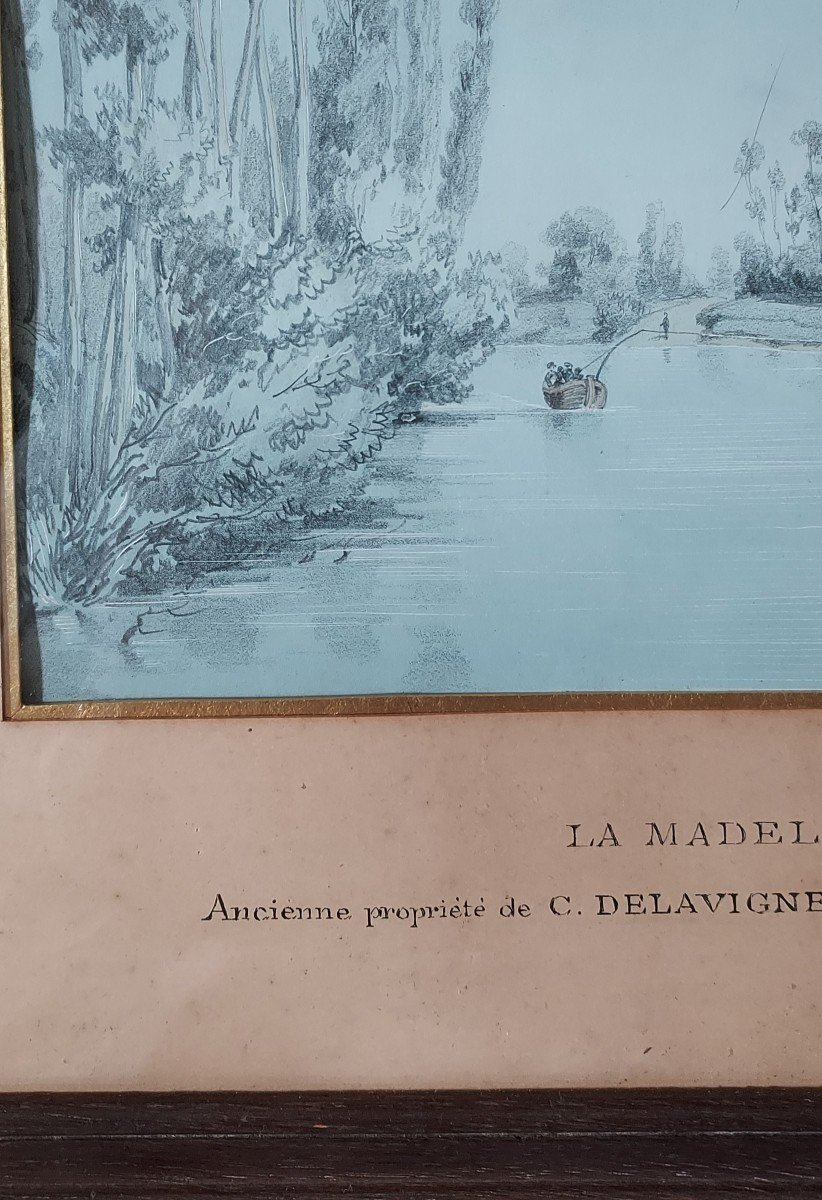 Dessin Signé P Sédille 1856 Rehaussé De Gouache Du Domaine De La Madeleine De Présagny, l'Eure-photo-4