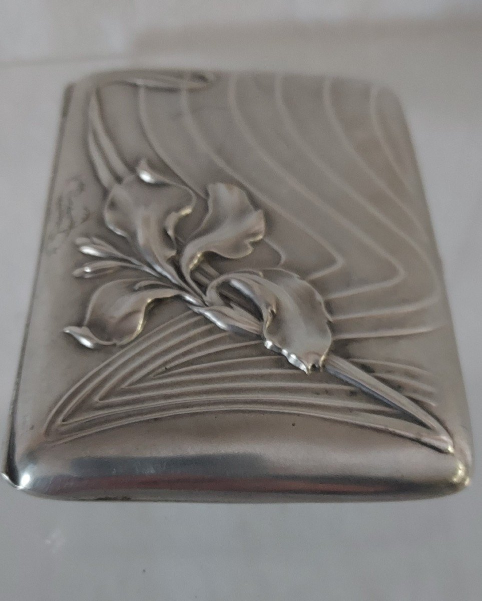 Art Nouveau Cigarette Case With Iris In Silver-photo-4