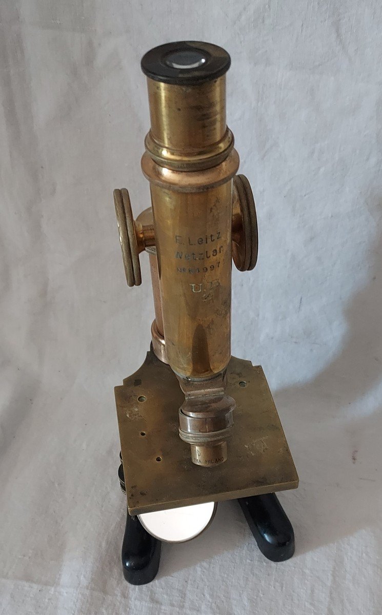 Laboratory Microscope Signed E. Leitz- Wetzlar-germany In Brass, Bronze And Cast Iron-photo-3