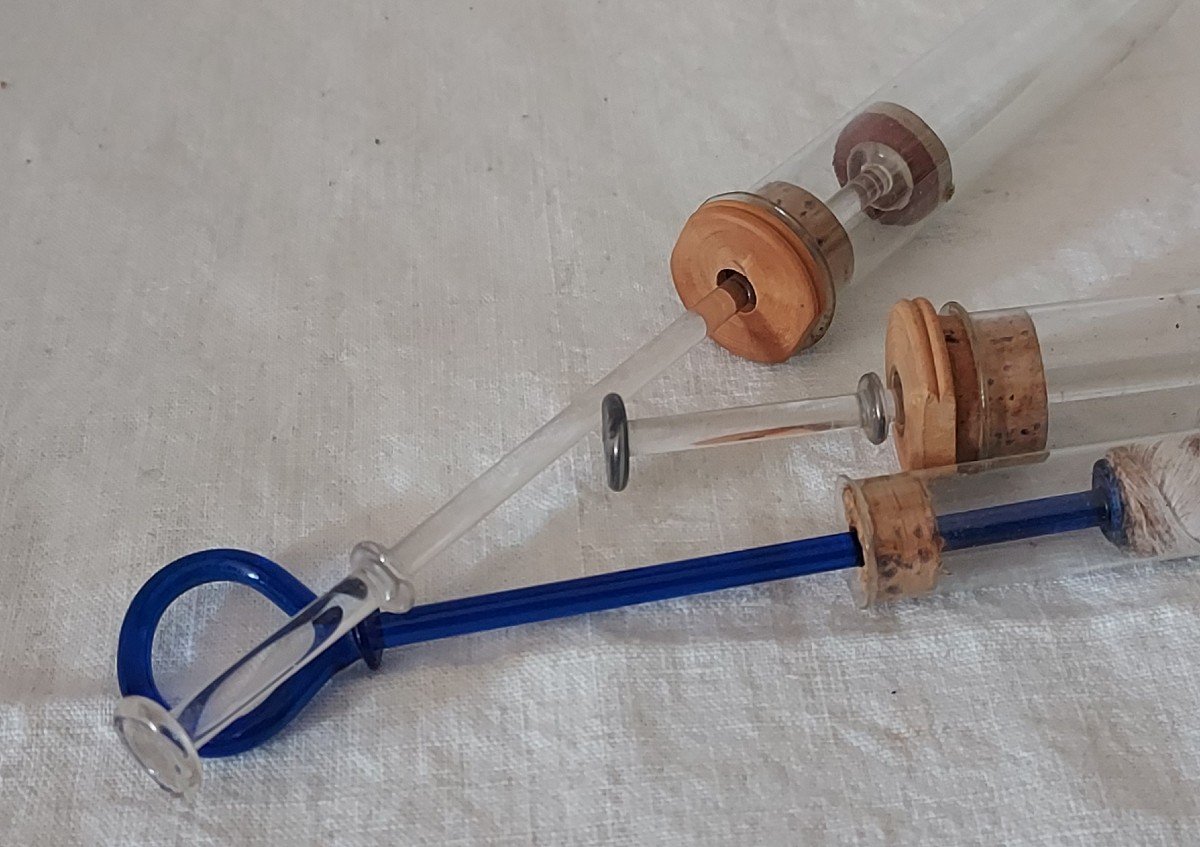 Three Glass Veterinarian Syringes For Insemination -photo-4