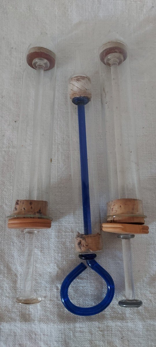 Three Glass Veterinarian Syringes For Insemination 