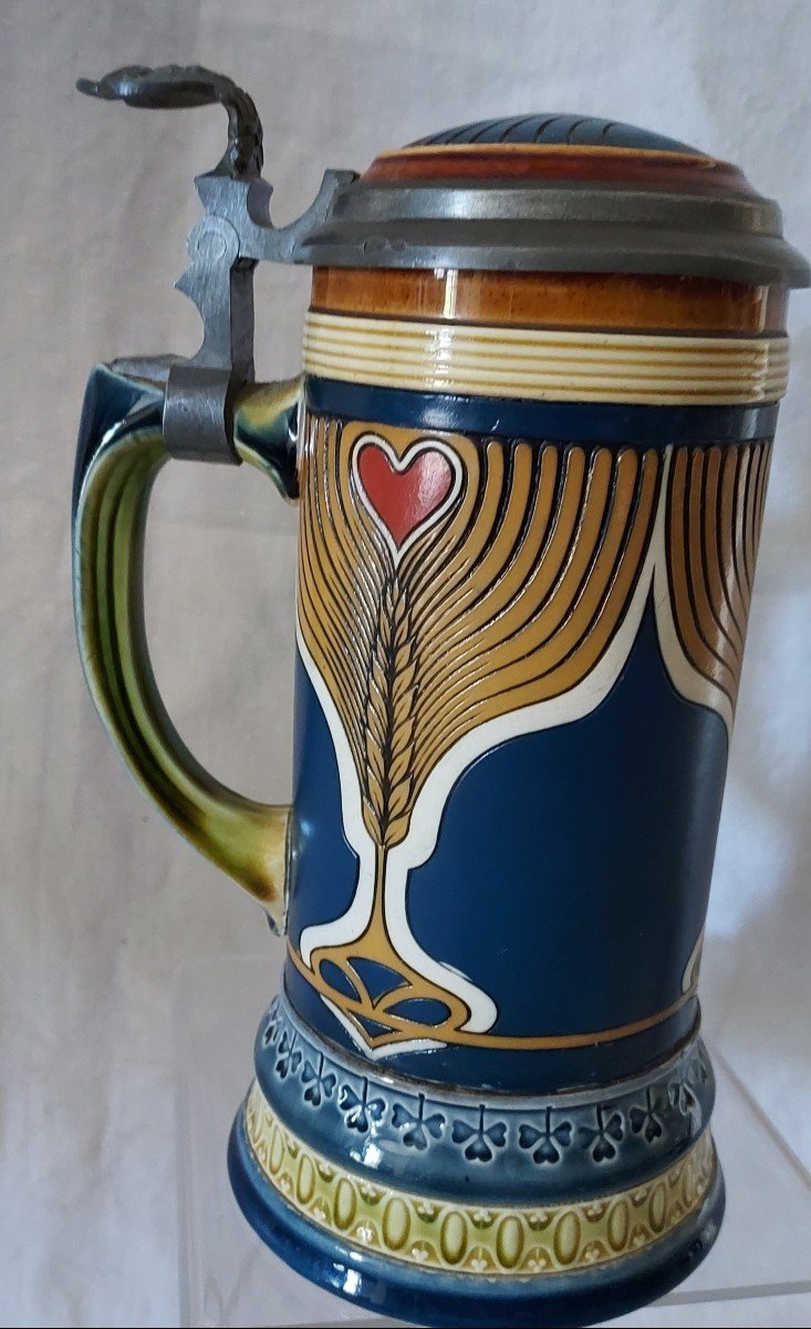 Art Nouveau: “jugendstil” Beer Mug In Stoneware From Metlach - Villeroy & Boch-photo-1