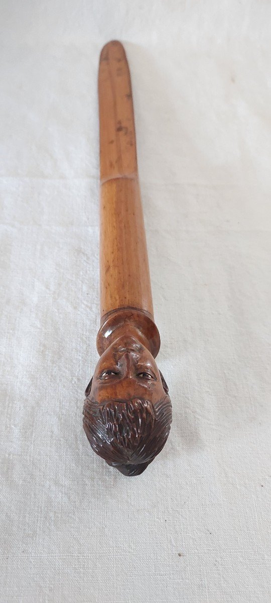 Paper Opener With Woman's Head In Carved Olive Wood -photo-4